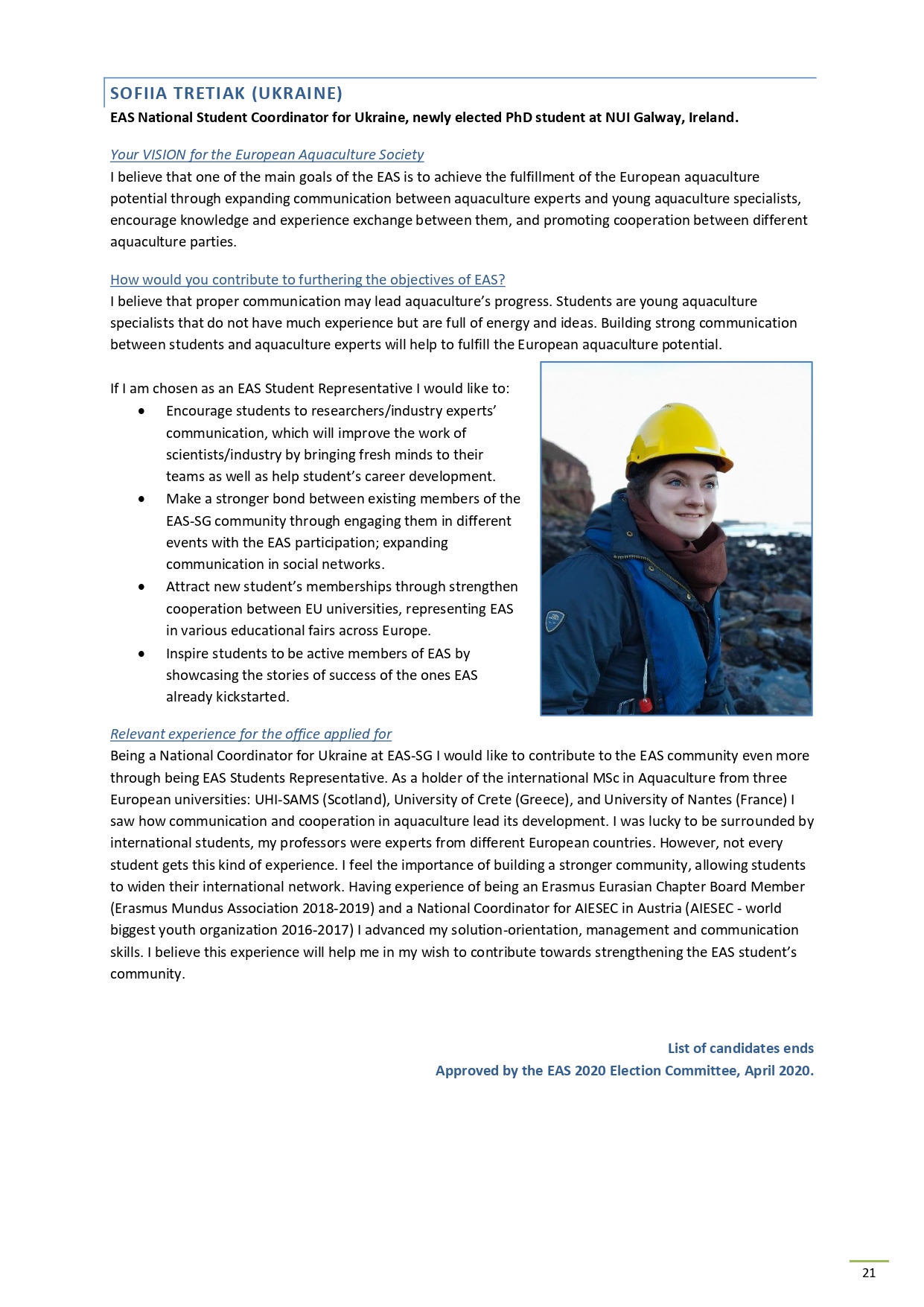 SOFIIA TRETIAK (UKRAINE)